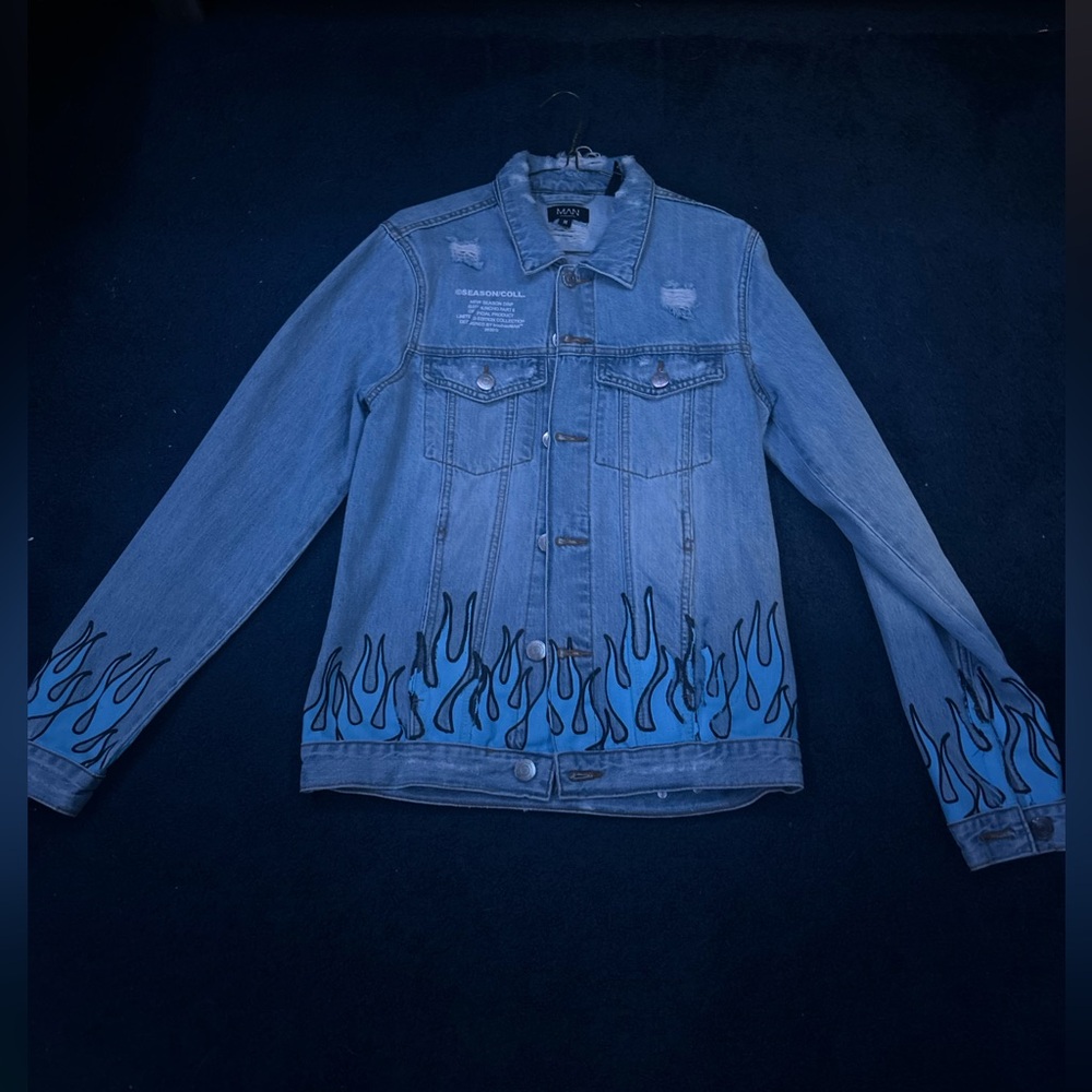Boohoo MAN denim flame jacket